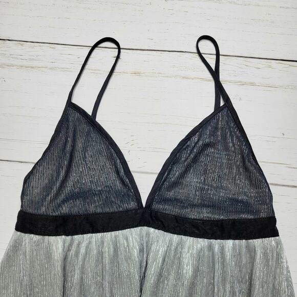 Show Me Your Mumu Eva Mini Dress Black Gray Blue Metallic Icicle Holiday Medium - Picture 5 of 10